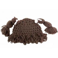 Dorfman Pacific Kindercaps Girl's Knitted Pig Tail Skully Winter Hat (Fits 4 6X) - Brown
