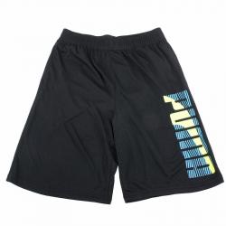 Puma Boy's Contrast Logo Trim Athletic Gym Shorts - Black - 5