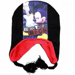 Disney Mickey Mouse Born To Rock Toddler Boy's Hat & Mittens Set 2 4T - Black - 2 4T