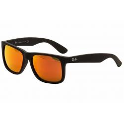 Ray Ban Justin RB4165 RB/4165 RayBan Fashion Sunglasses - Black Rubber/Silver/Brown Orange Mirror   622/6Q - Lens 55 Bridge 16 Temple 145mm