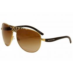 Michael Kors Women's Sadie II MK1006 MK/1006 Pilot Sunglasses - Black/Gold/Leopard/Brown Gradient   1057/13 - Lens 62 Bridge 14 Temple 125mm