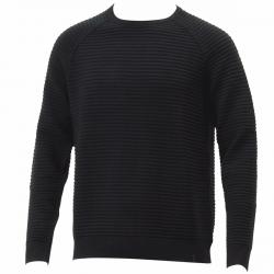 Calvin Klein Men's Check Blister Stitch Long Sleeve Crew Neck Sweater - Black - Small