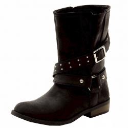 Jessica Simpson Girl's Callie Fashion Moto Boots Shoes - Black - 1   Little Kid