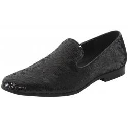 Giorgio Brutini Men's Covert Sequined Smoking Slipper Dressy Loafers Shoes - Black - 9 D(M) US