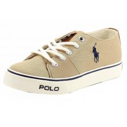 Polo Ralph Lauren Boy's Cantor Canvas Fashion Sneaker Shoes - Brown - 12 M US Little Kid
