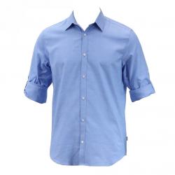 Calvin Klein Men's Non Iron Solid YD Oxford Button Up Dress Shirt - Blue - Medium
