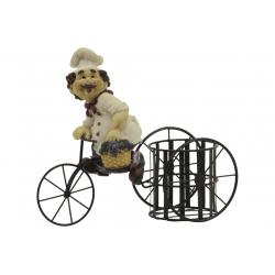 Bistro Chef On A Bicycle Wine Bottle Holder - 9.5H x 11W in