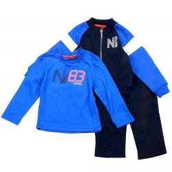 Nautica Infant Toddler Boy's 3 Piece Set Fleece Long Sleeve & Pant Outfit - Blue - 12 Months