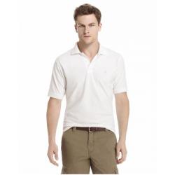 Izod Men's 100% Cotton Heritage Solid Polo Shirt - White - Regular Fit