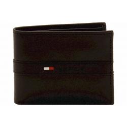 Tommy Hilfiger Men's Genuine Leather Two Tone Passcase Billfold Wallet - Black