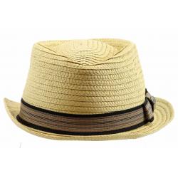 Dorfman Pacific Men's Braided Diamond Crown Trilby Hat - Beige - Large/Extra Large