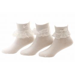 Stride Rite Toddler/Little Kid/Big Girl's 3 Pairs Ribbon Lace Fold Over Sock - White - 8 9.5 Fits Shoe 13 4 Big Kid