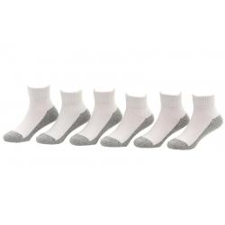 Jefferies Toddler/Little/Big Boy's 6 Pairs Seamless Quarter Cushion Socks - White - 5 6.5 Fits Shoe 4 8.5 (Toddler)