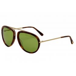 Tom Ford Stacy TF452 TF/452 Fashion Pilot Sunglasses - Tortoise/Gold/Green   56N - Lens 57 Bridge 16 Temple 140mm