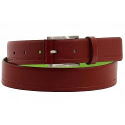 Hugo Boss Men's Tymos Embossed Genuine Leather Belt - Medium Red - 36