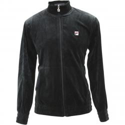 Fila Men's Solid Velour Zip Up Track Jacket - Black - XX Large