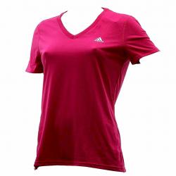 Adidas Women's Climalite Ultimate Tee Short Sleeve V Neck T Shirt - Bold Pink - X Small