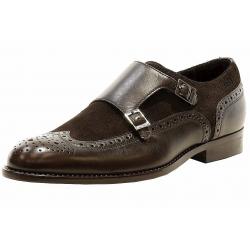 Hugo Boss Men's Brandeno Monk Strap Suede Leather Oxfords Shoes  - Brown - 13