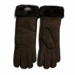 Ugg Women's Turn Cuff Sheepskin Leather Gloves - Chocolate - Large
