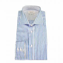 Ted Baker KroCuff Endurance Twill Stripe Long Sleeve Shirt - Blue - Classic Fit