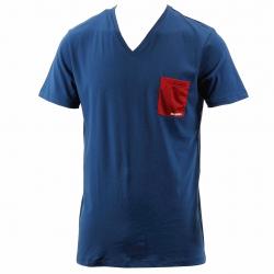 Diesel Men's Okho Cotton V Neck Short Sleeve T Shirt - Blue - Small