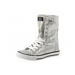 Gotta Flurt Women's Destiny Sequins Fashion High Top Sneakers Shoes - Silver - 7.5