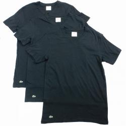 Lacoste Men's Essentials 3 Pc Cotton V Neck Short Sleeve T Shirt - Black - Medium