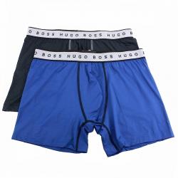Hugo Boss Men's 2 Pc Cyclist 2P Micro US Microfiber Boxer Briefs Underwear - Blue - Small