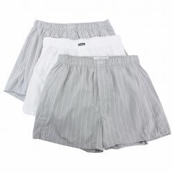 Calvin Klein Men's 3 Pc Classic Fit Cotton Boxers Underwear - Light Grey Pattern - Large