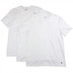 Tommy Hilfiger Men's 3 Pc Classic V Neck Cotton Short Sleeve T Shirt - White - Large