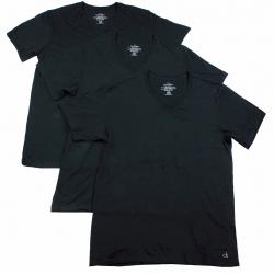 Calvin Klein Men's 3 Pc Cotton Classic Fit V Neck Basic T Shirt - Black - Small