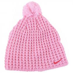 Nike Girl's Pom Pom Knit Beanie Hat - Perfect Pink - 4/6X