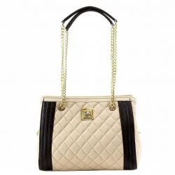Love Moschino Women's Medium Quilted Nappa Leather Satchel Handbag - Ivory - 9.5H x 12L x 5D In