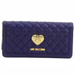 Love Moschino Women's Quilted Leather Clutch Shoulder Handbag - Blue - 4.5 H x 8.5 L x 2 D