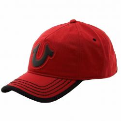 True Religion Men's Horseshoe Adjustable Baseball Hat (One Size Fits Most) - Red