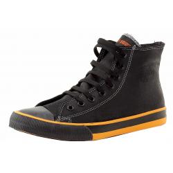 Harley Davidson Men's Nathan Fashion High Top Sneakers Shoes D93816 D93817 - Black/Orange Leather - 9 D(M) US