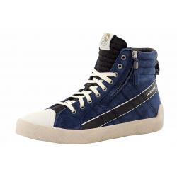 Diesel Men's D String Plus High Top Sneakers Shoes - Blue Night/Black Leather - 9 D(M) US