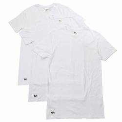 Lacoste Men's Essentials 3 Pc Cotton V Neck Short Sleeve T Shirt - White - Medium