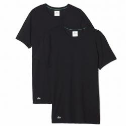 Lacoste Men's 2 Pc Crewneck Stretch Short Sleeve T Shirt - Black - Small