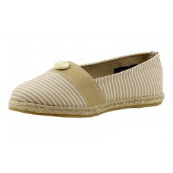 Nautica Girl's Azeda Stripe Canvas Fashion Slip On Shoes - Brown - 6   Big Kid