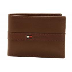 Tommy Hilfiger Men's Genuine Leather Two Tone Passcase Billfold Wallet - Tan