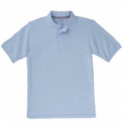 French Toast Boy's Short Sleeve Pique Polo Uniform Shirt - Light Blue - Medium Husky