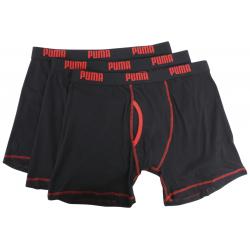 Puma Men's Moisture Wicking 3 Pack Boxer Briefs Underwear - Black/Red - Small
