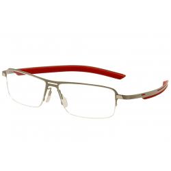 Tag Heuer Men's Eyeglasses Line TH3823 TH/3823 Half Rim Optical Frame - Satin Silver/Red   002 - Lens 57 Bridge 14 Temple 165mm