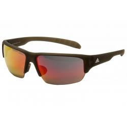 Adidas Kumacross Halfrim A421 A/421 Wrap Sunglasses - Umber Matte Translucent/Grey Red Mirror   6057 - Lens 68 Bridge 11 Temple 140mm