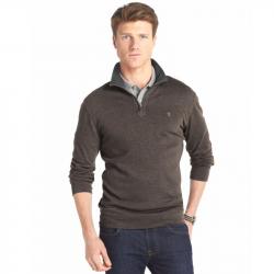 Izod Men's Solid Heavy 1/4 Zip Long Sleeve Jersey Sweater - Grey - Medium