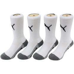 Puma Little Kid/Big Boy's 4 Pairs Moisture Control Crew Sport Socks - White - 5 6.5 Fits Shoe 4 8.5
