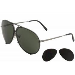 Porsche Design P8478 P'8478 Round Sunglasses W/Extra Lenses - Matte Gray/Dark Orange   C - Lens 63 Bridge 10 Temple 135mm