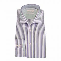 Ted Baker KroCuff Endurance Twill Stripe Long Sleeve Shirt - Purple - Classic Fit