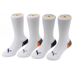 Puma Little Kid/Big Boy's 4 Pairs Sport Crew Socks - White - 7 8.5 Fits Shoe 9 3.5